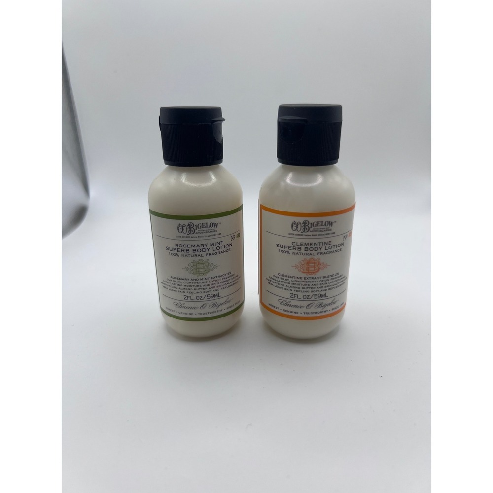 C.O. Bigelow Rosemary Mint No. 830 + Clementine No. 829 Superb Lotion 2oz Lot